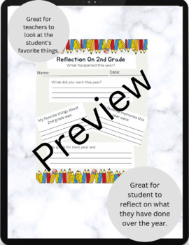 Preview of 2nd Grade Reflection Worksheet for 2nd Grade Fun Worksheet for Kids