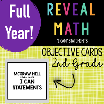 Preview of 2nd Grade Reveal Math FULL YEAR BUNDLE Objective Cards for McGraw Hill