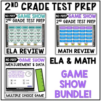 Preview of 2nd Grade Math Review & ELA Game Show Bundle Test Prep