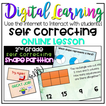 Preview of 2nd Grade SHAPE Partition Self Correcting PDF - Distance Learning ONLINE Digital