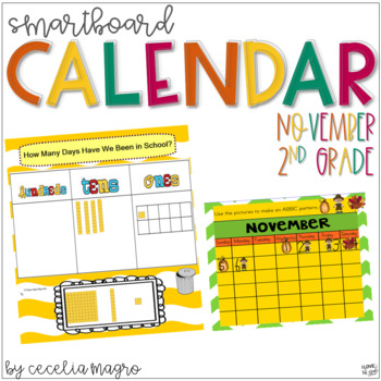 Preview of 2nd Grade SMARTBoard Calendar for November