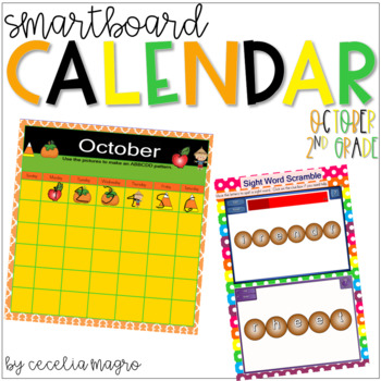 Preview of 2nd Grade SMARTBoard Calendar for October