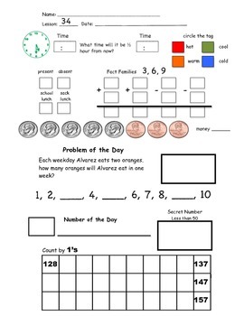 2nd Grade Saxon Math Meeting Forms by Gina Andersen | TpT