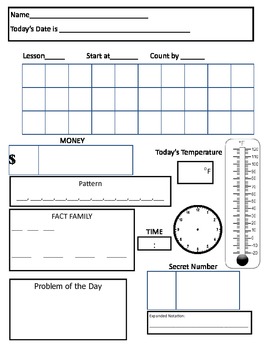 2nd Grade Saxon Math Morning Meeting (Calendar) Student Paper by Hannah