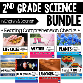 Preview of 2nd Grade Science Reading Comprehension Checks in English & Spanish