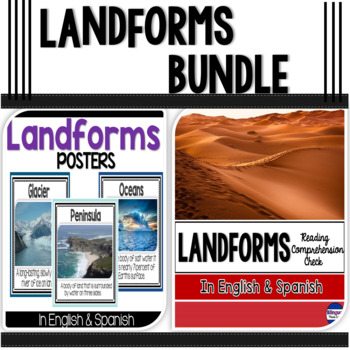 Preview of 2nd Grade Science Reading and Anchor Chart Bundle in English & Spanish Landforms
