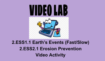 Preview of 2nd Grade Science Video Lab 2.ESS1.1 2.ESS2.1 Earths Events, Erosion Prevention
