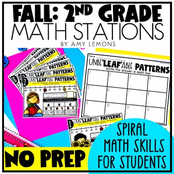 Preview of 2nd Grade September NO PREP Math Centers for Fall | Math Stations