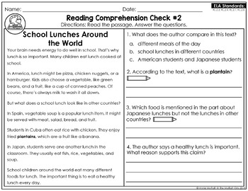 reading comprehension passages and questions september 2nd grade
