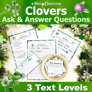 Preview of 2nd Grade Reading Shamrocks Clovers Nonfiction Lesson RI.2.1 Ask Answer Question