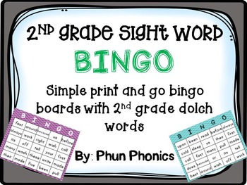 Preview of 2nd Grade Sight Word Bingo