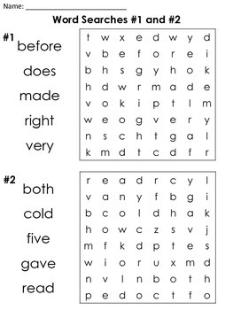 2nd grade sight word word searches by caitlin natale tpt