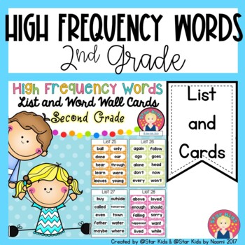 Preview of 2nd Grade Sight Words List and Word Wall Cards