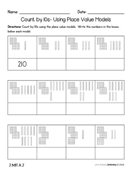 2nd Grade, Skip Count by 5s, 10s, and 100s- No Prep Practice Worksheets