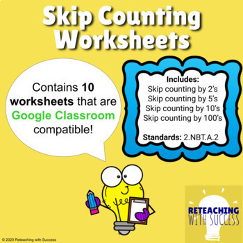 Preview of 2nd Grade Skip Counting Worksheets 2.NBT.A.2 (Digital)