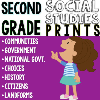 Preview of 2nd Grade Social Studies Prints Pack Google Drive Distance Learning