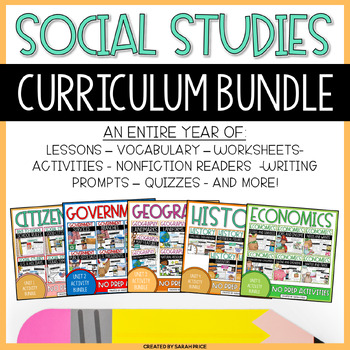 Preview of 2nd Grade Social Studies Full Year Curriculum | Worksheets Lesson Plans Quizzes