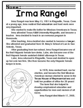 2nd Grade Social Studies - Irma Rangel by Stacey Payne | TPT