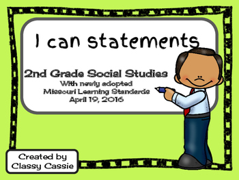 Preview of 2nd Grade Social Studies Missouri Learning Standards I can Statement & Checklist