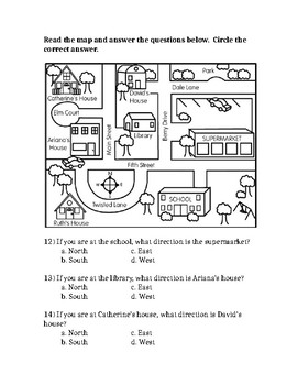 2nd Grade Social Studies Test: Directions and Community by JOY in First ...