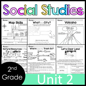 Preview of 2nd Grade - Social Studies - Unit 2 - Geography, Landforms, Natural Resources