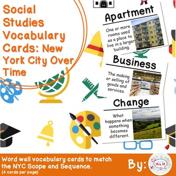 Preview of 2nd Grade Social Studies Vocabulary Cards: New York City Over Time
