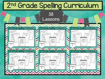 Preview of 2nd Grade Spelling Curriculum Unit.  38 Weekly Lessons.  Prints 663 pages.