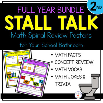 Preview of 2nd Grade Spiral Review Posters- Full Year Stall Talk Bundle