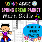 2nd Grade Spring Break Math Packet | Spiral Review | No Pr
