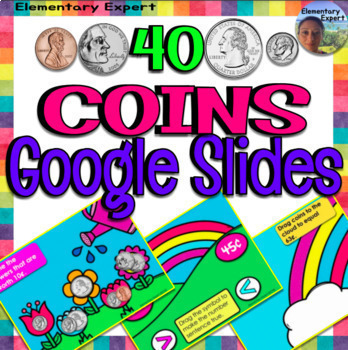 Preview of 2nd Grade Spring Counting Coins Google & Easel Activities 2.MD.8