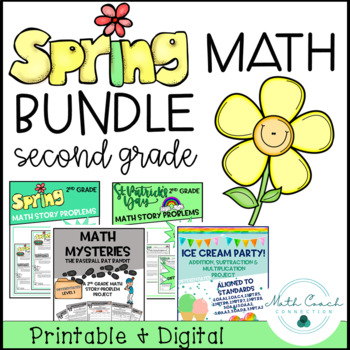 Preview of 2nd Grade Spring Math BUNDLE | Second Grade Math Spring Word Problems & Projects