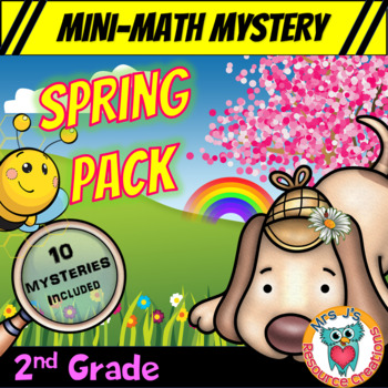 Preview of 2nd Grade Spring Packet of Mini Math Mysteries (Printable & Digital Worksheets)