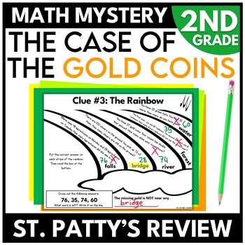 Preview of 2nd Grade St. Patrick's Day Math Mystery Leprechaun Escape Room March Math Game