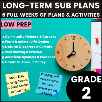 Preview of 2nd Grade Sub Plans 6 Week Bundle Maternity Long Term Sub Plans