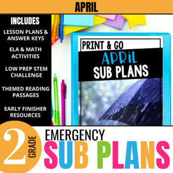 Preview of 2nd Grade Sub Plans: April Emergency Substitute Plans & Activities