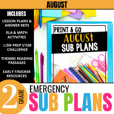 2nd Grade Sub Plans: August Emergency Substitute Plans & A