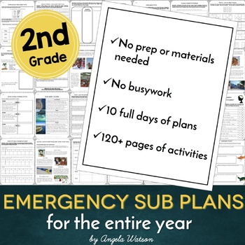 Preview of No-Prep Emergency Sub Plans for 2nd Grade
