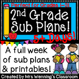 2nd Grade Sub Plans! Full Week! Includes 2nd Grade Sub Packets!