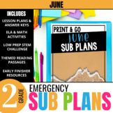 2nd Grade Sub Plans: June Emergency Substitute Plans & Activities