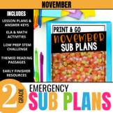 2nd Grade Sub Plans: November Emergency Substitute Plans &