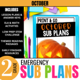 2nd Grade Sub Plans: October Emergency Substitute Plans & 