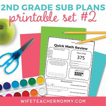 Preview of 2nd Grade Sub Plans Printable Set #2