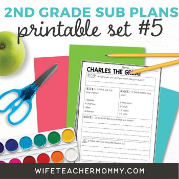 Preview of 2nd Grade Sub Plans Printable Set #5