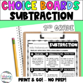 2nd Grade- Subtraction Math Menus - Choice Boards and Activities