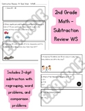 2nd Grade Subtraction Review WS