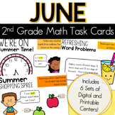 2nd Grade Summer Math Centers June Digital and Printable T