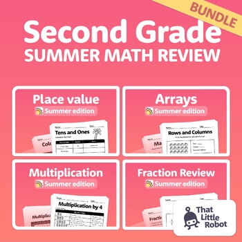 Preview of 2nd Grade Summer Math Review | 2nd Grade Summer Packet | Summer Math Bundle