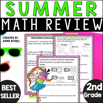 Preview of 2nd Grade Summer Math Review | Math Review Packet