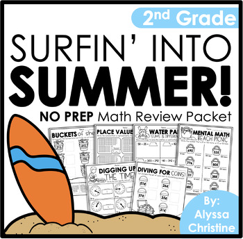Preview of 2nd Grade Summer Math Review Packet | Summer Practice Pages