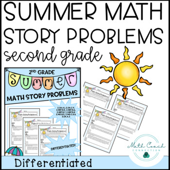 Preview of 2nd Grade Summer Math Story Problems | Second Grade Math Word Problems Summer